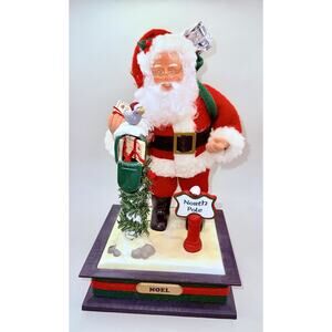 Vintage Musical Santa Christmas Decoration With Mailbox letters And Birds Granny